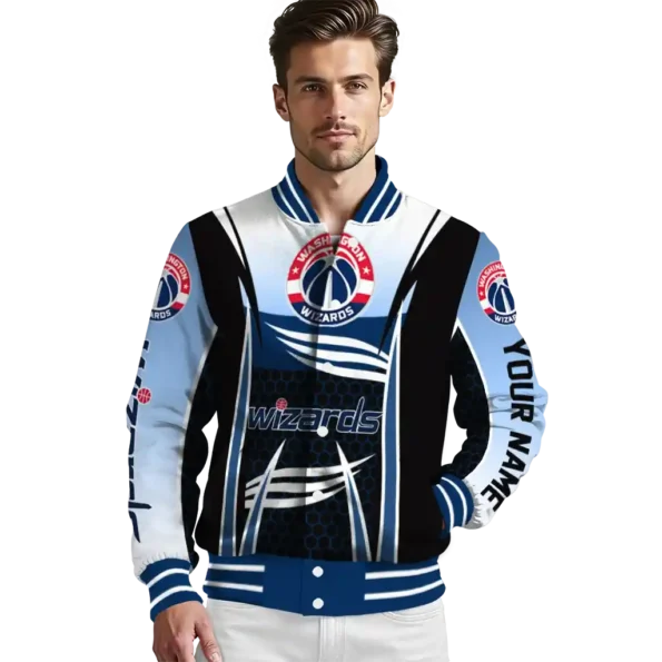custom washington wizards mesh effect blue black varsity jacket high quality.webp