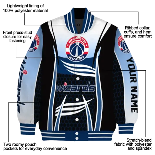 custom washington wizards mesh effect blue black varsity jacket new arrival.webp