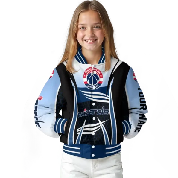 custom washington wizards mesh effect blue black varsity jacket top rated.webp