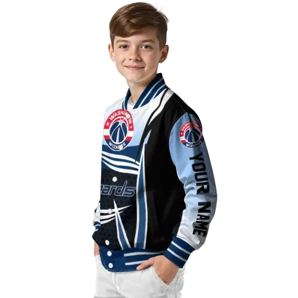 custom washington wizards mesh effect blue black varsity jacket trendy.webp