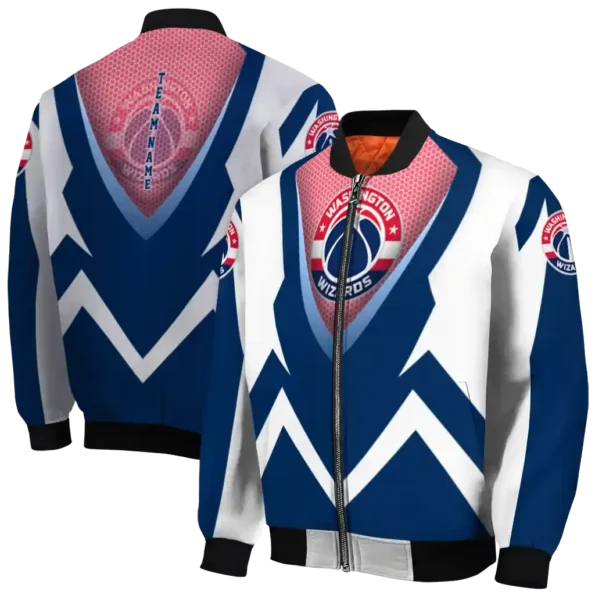 custom washington wizards v stripes blue white bomber jacket fashion forward