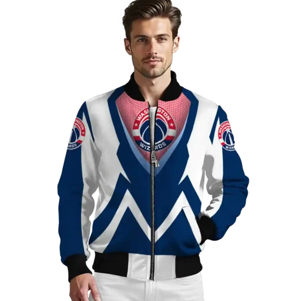 custom washington wizards v stripes blue white bomber jacket high quality