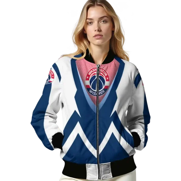 custom washington wizards v stripes blue white bomber jacket latest model