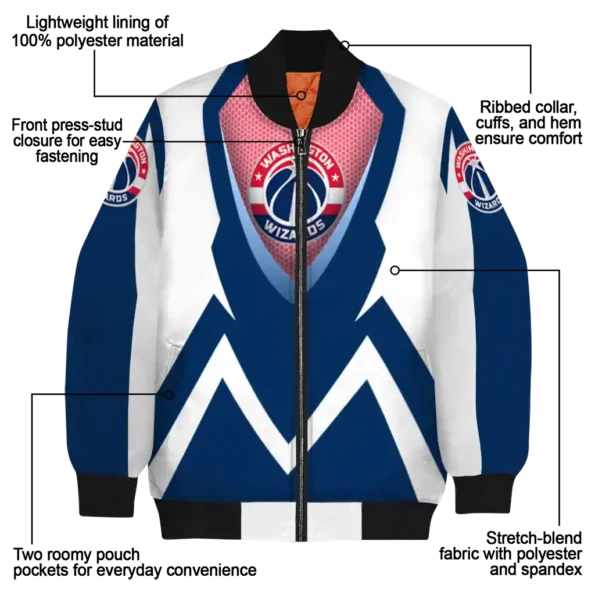 custom washington wizards v stripes blue white bomber jacket new arrival