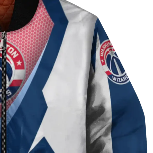 custom washington wizards v stripes blue white bomber jacket premium grade