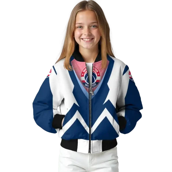 custom washington wizards v stripes blue white bomber jacket top rated