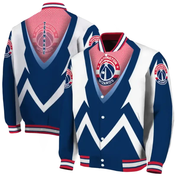 custom washington wizards v stripes blue white varsity jacket fashion forward.webp