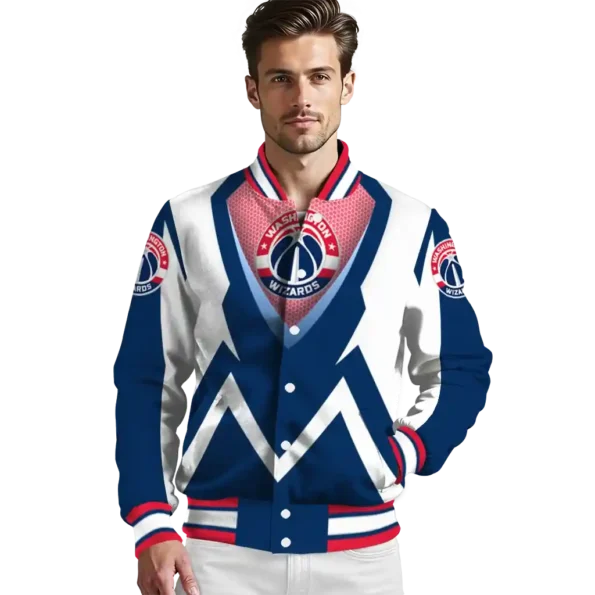 custom washington wizards v stripes blue white varsity jacket high quality.webp