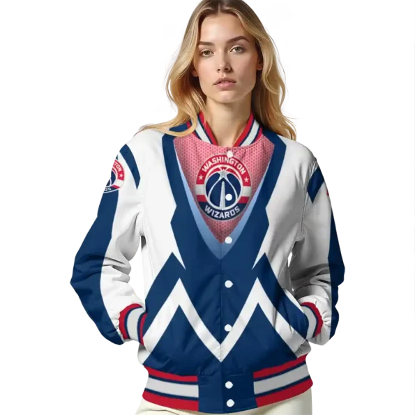 custom washington wizards v stripes blue white varsity jacket latest model.webp