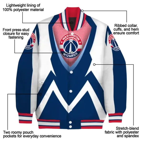 custom washington wizards v stripes blue white varsity jacket new arrival.webp