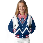 custom washington wizards v stripes blue white varsity jacket best selling.webp