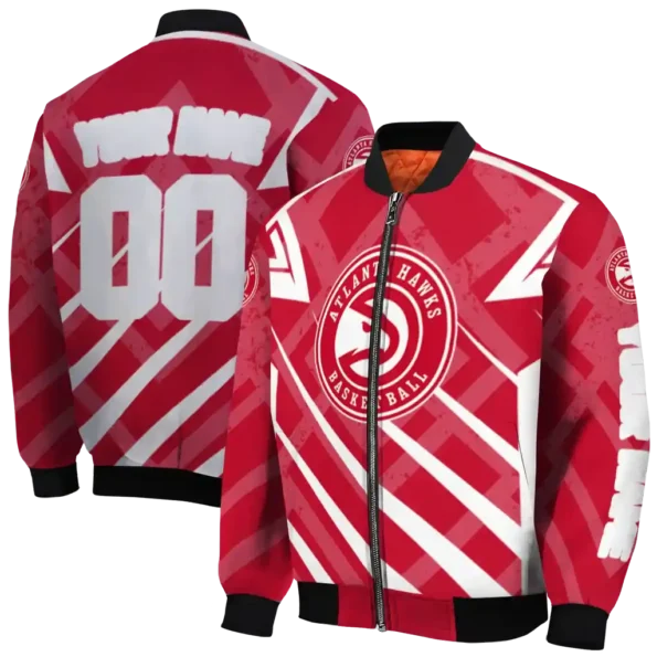 customized atlanta hawks chevron angles red bomber jacket fashion forward