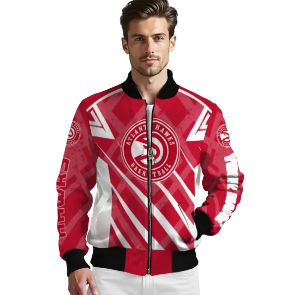 customized atlanta hawks chevron angles red bomber jacket high quality