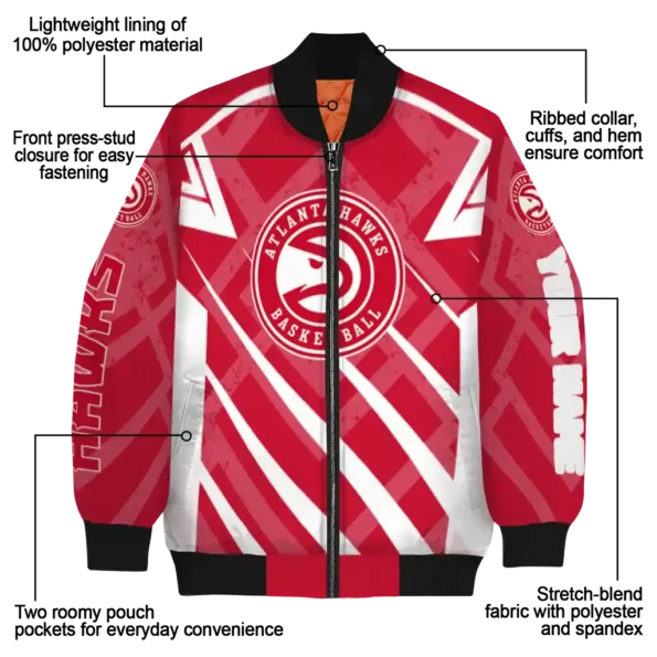 customized atlanta hawks chevron angles red bomber jacket new arrival