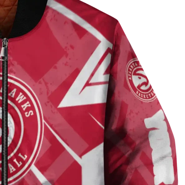 customized atlanta hawks chevron angles red bomber jacket premium grade