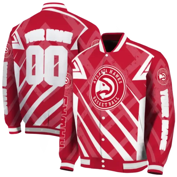 customized atlanta hawks chevron angles red varsity jacket fashion forward.webp
