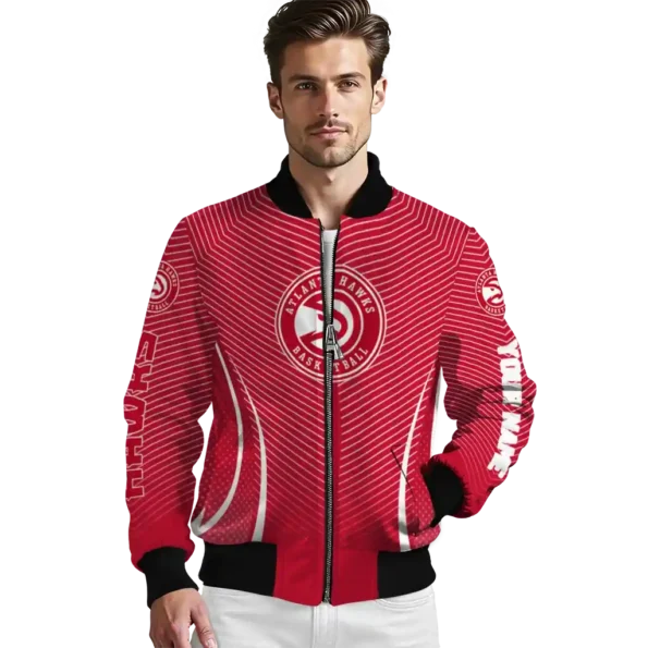 customized atlanta hawks chevron arrow red bomber jacket high quality