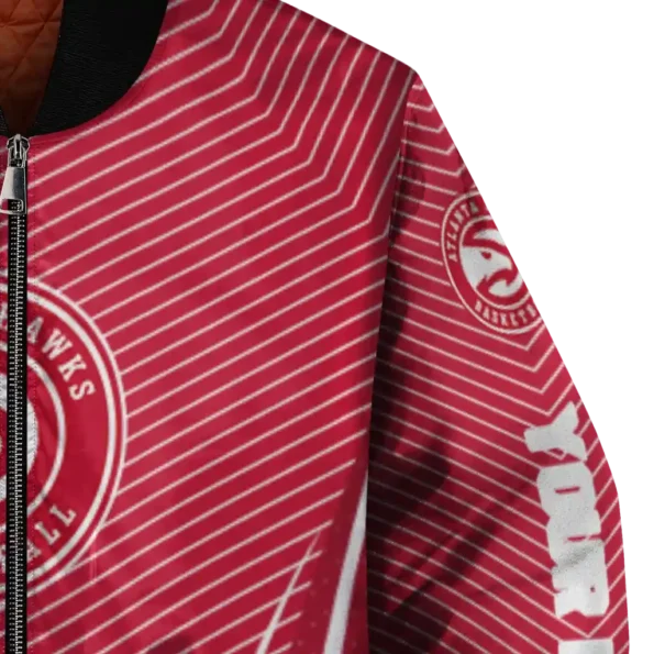 customized atlanta hawks chevron arrow red bomber jacket premium grade