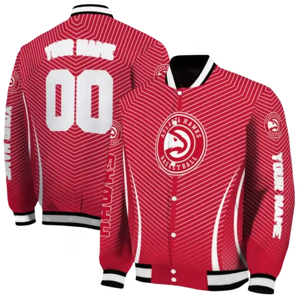 customized atlanta hawks chevron arrow red varsity jacket fashion forward.webp