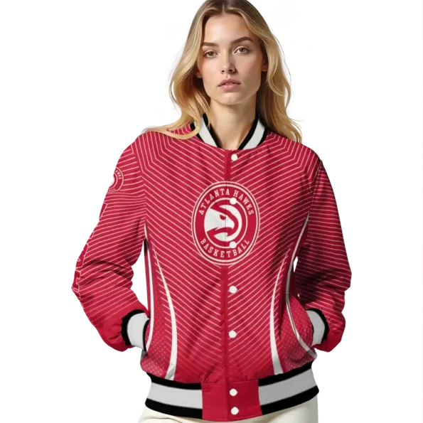 customized atlanta hawks chevron arrow red varsity jacket latest model.webp