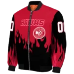 customized atlanta hawks flame border red black bomber jacket best selling.webp