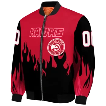 customized atlanta hawks flame border red black bomber jacket best selling.webp