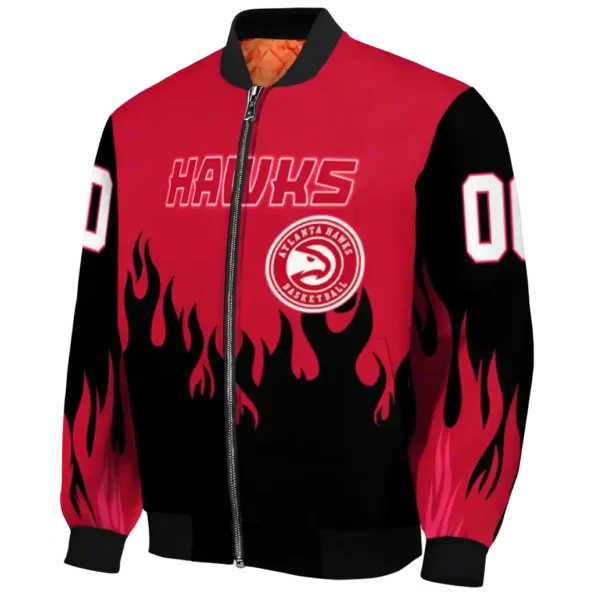 customized atlanta hawks flame border red black bomber jacket best selling.webp