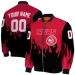 customized atlanta hawks flame border red black bomber jacket best selling.webp