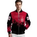 customized atlanta hawks flame border red black bomber jacket best selling.webp