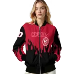customized atlanta hawks flame border red black bomber jacket best selling.webp