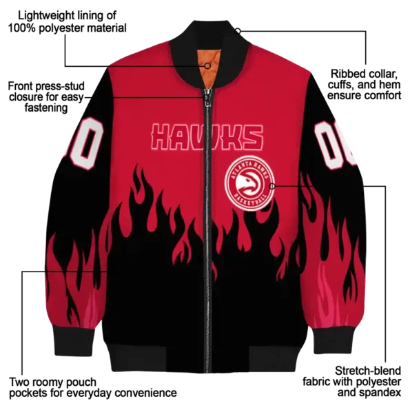 customized atlanta hawks flame border red black bomber jacket new arrival.webp