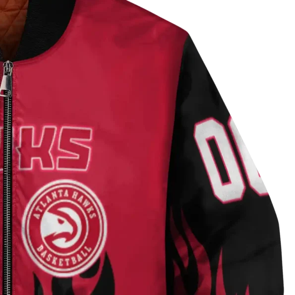 customized atlanta hawks flame border red black bomber jacket premium grade.webp