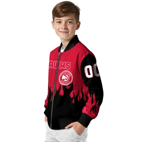 customized atlanta hawks flame border red black bomber jacket trendy.webp