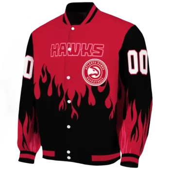 customized atlanta hawks flame border red black varsity jacket best selling.webp