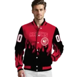 customized atlanta hawks flame border red black varsity jacket best selling.webp