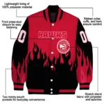 customized atlanta hawks flame border red black varsity jacket best selling.webp