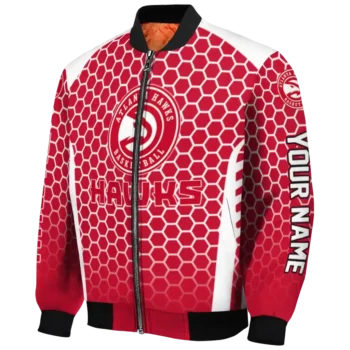 customized atlanta hawks hexagon grid red bomber jacket best selling