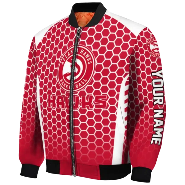 customized atlanta hawks hexagon grid red bomber jacket best selling