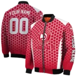 customized atlanta hawks hexagon grid red bomber jacket best selling