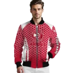 customized atlanta hawks hexagon grid red bomber jacket best selling