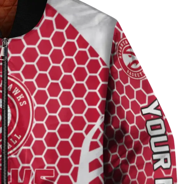 customized atlanta hawks hexagon grid red bomber jacket premium grade