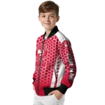customized atlanta hawks hexagon grid red bomber jacket best selling