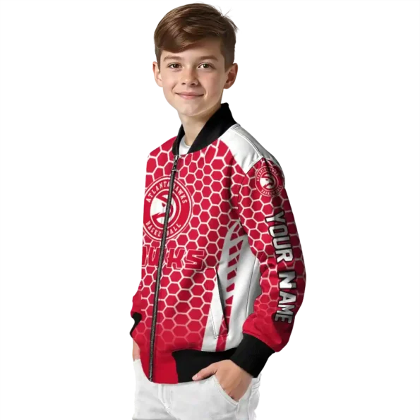 customized atlanta hawks hexagon grid red bomber jacket trendy