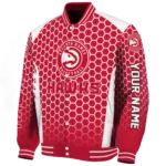 customized atlanta hawks hexagon grid red varsity jacket best selling.webp