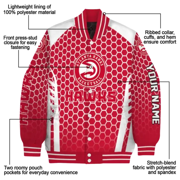 customized atlanta hawks hexagon grid red varsity jacket new arrival.webp