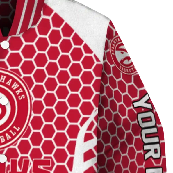 customized atlanta hawks hexagon grid red varsity jacket premium grade.webp