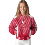customized atlanta hawks hexagon grid red varsity jacket best selling.webp