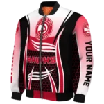 customized atlanta hawks mesh effect red black bomber jacket best selling