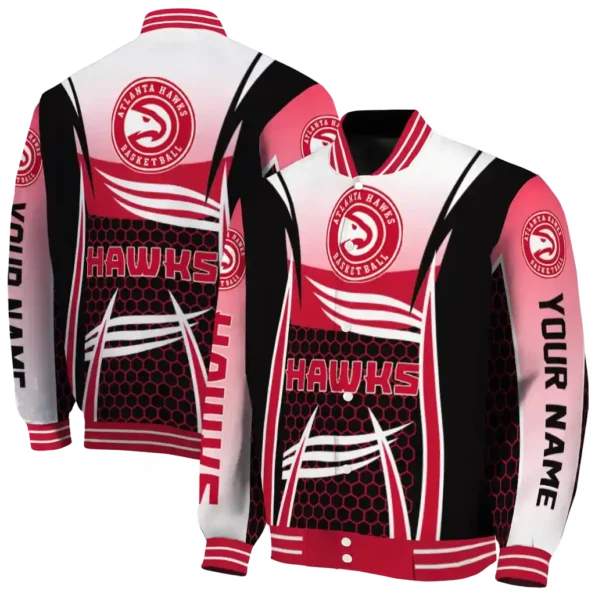 customized atlanta hawks mesh effect red black varsity jacket fashion forward.webp