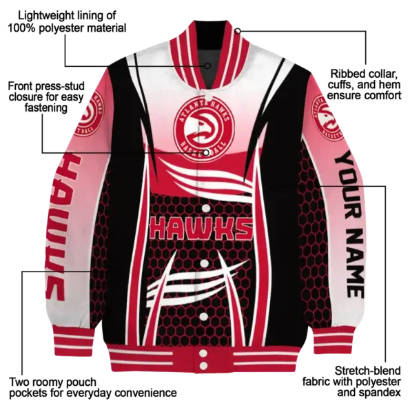 customized atlanta hawks mesh effect red black varsity jacket new arrival.webp